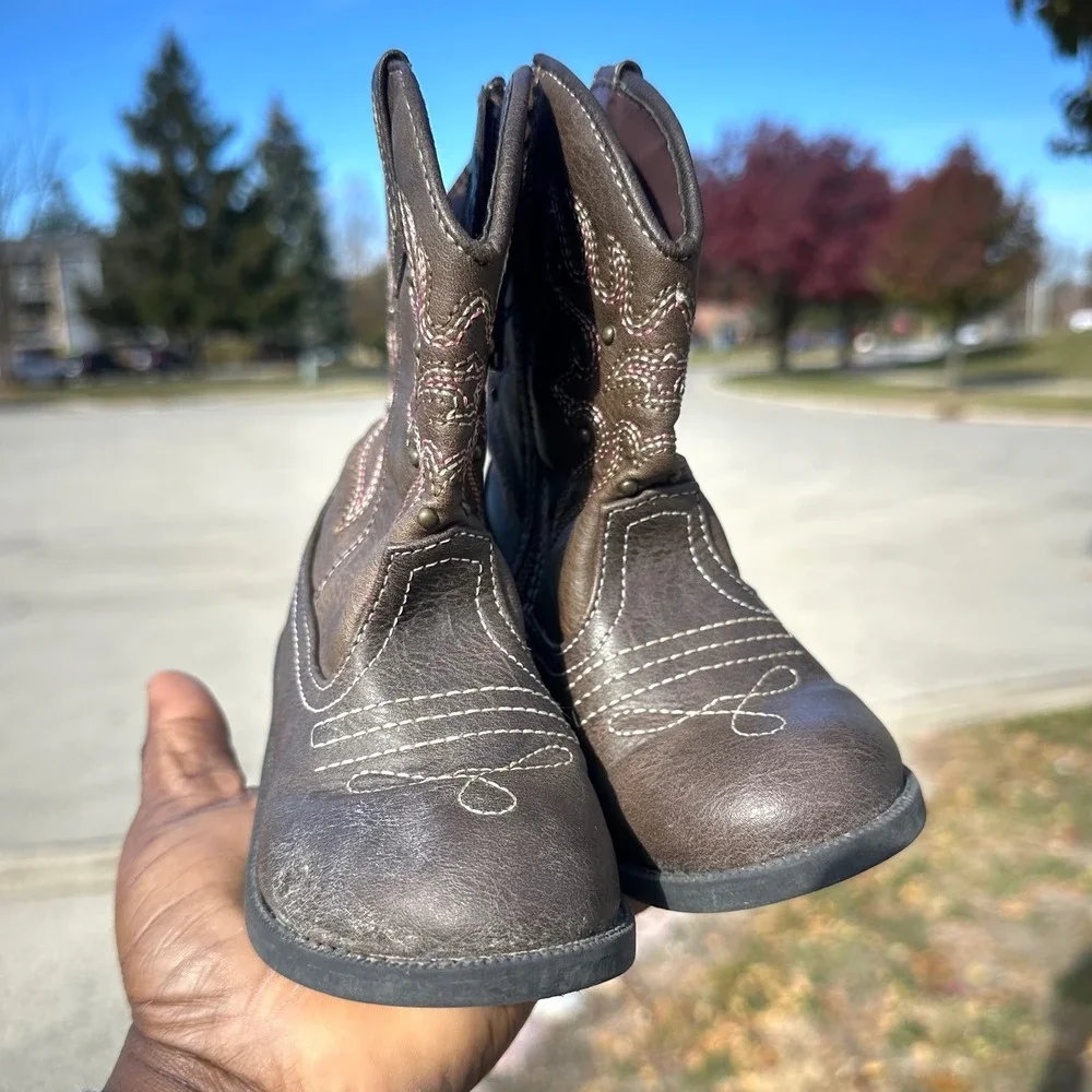 Nina Toddler Girls' Mirabela Cowgirl‎ Boots Size 9 Brown